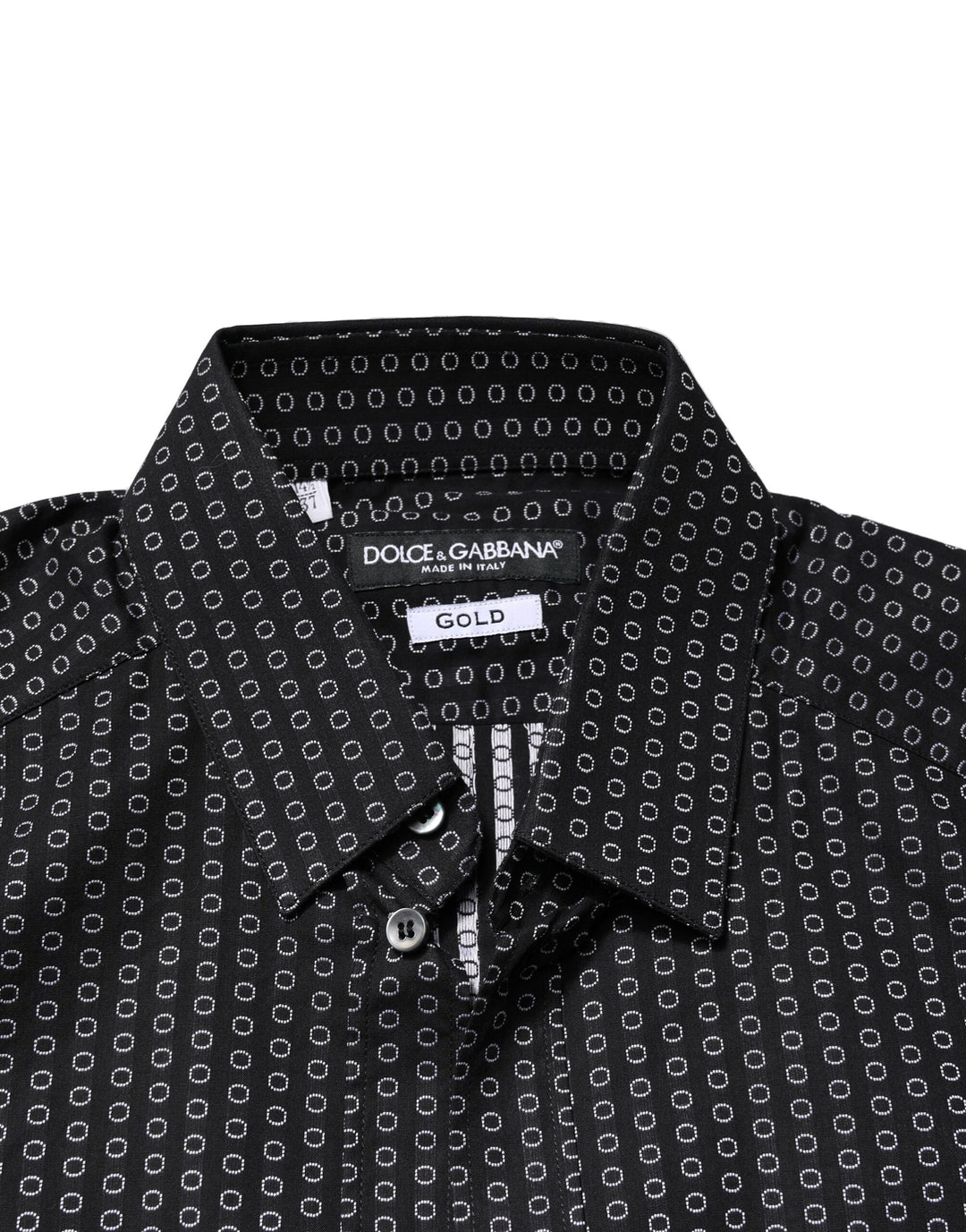 Dolce & Gabbana Black GOLD Patterned Cotton Men Dress Shirt Dolce & Gabbana Black GOLD Patterned Cotton Men Dress Shirt