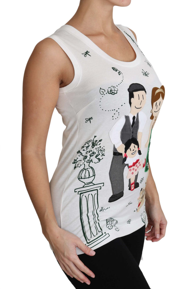 Dolce & Gabbana White Cotton #dgfamily Sleeveless Shirt Tank Top