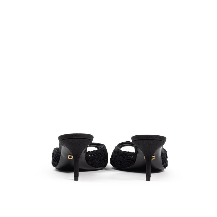 Dolce & Gabbana Black Cotton Mules