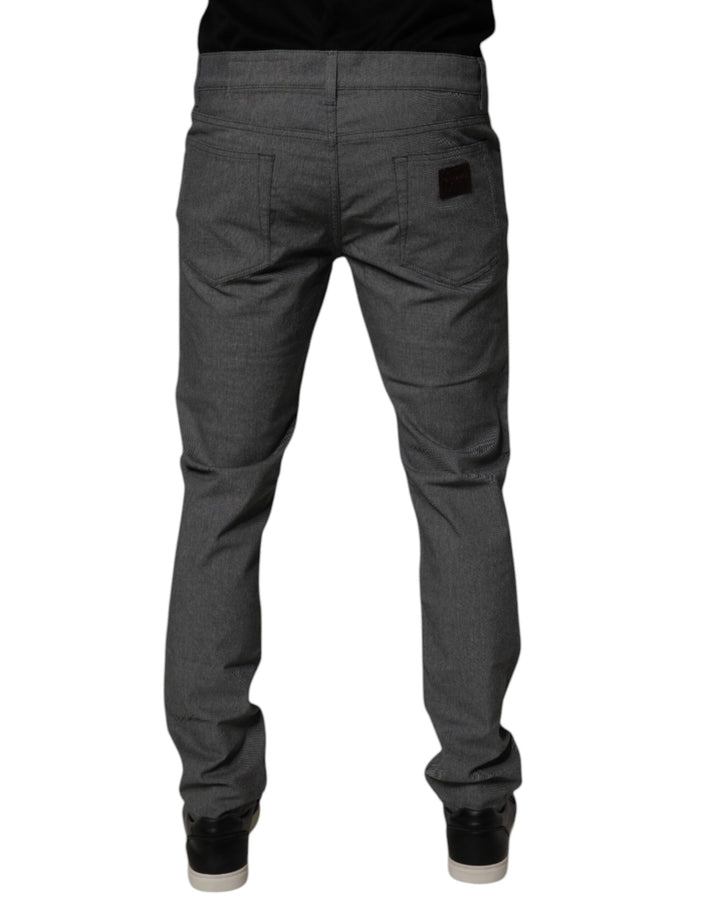 Gray Cotton Stretch Skinny Denim Jeans