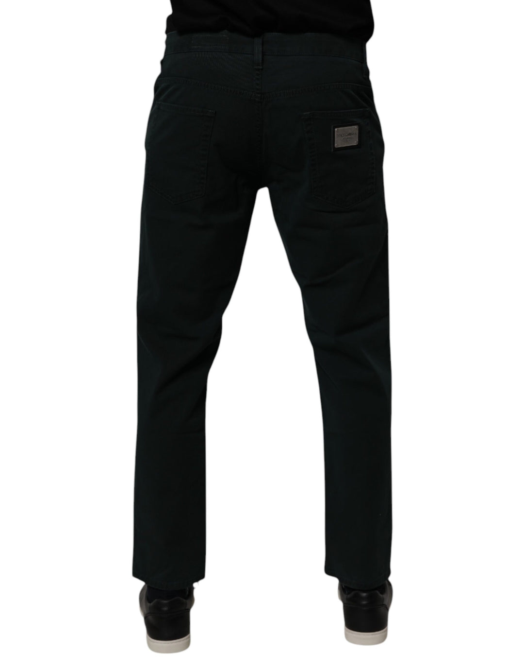 Dark Green Cotton Loose Skinny Men Denim Jeans