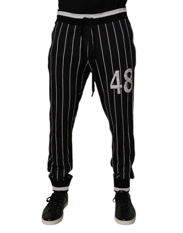 Black White Stripes Jogger Sweatpants Pants