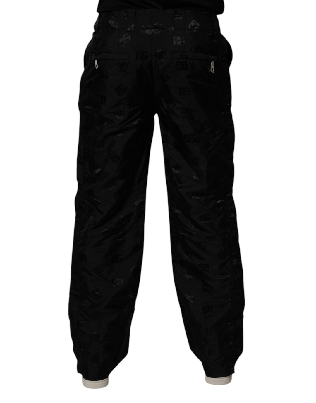 Black Logo Monogram Straight Pants