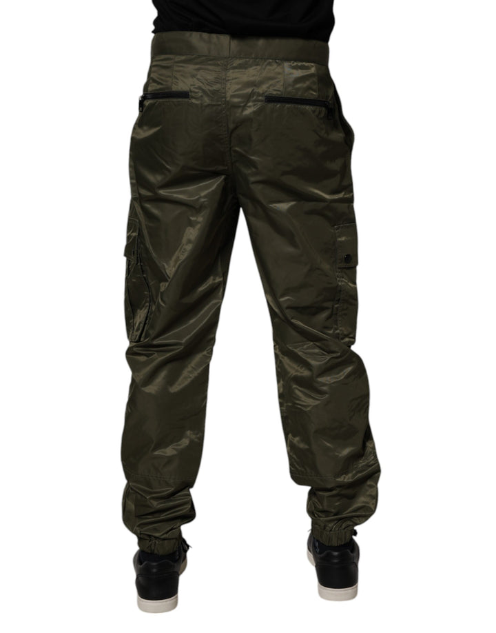 Dark Green Nylon Cargo Pants