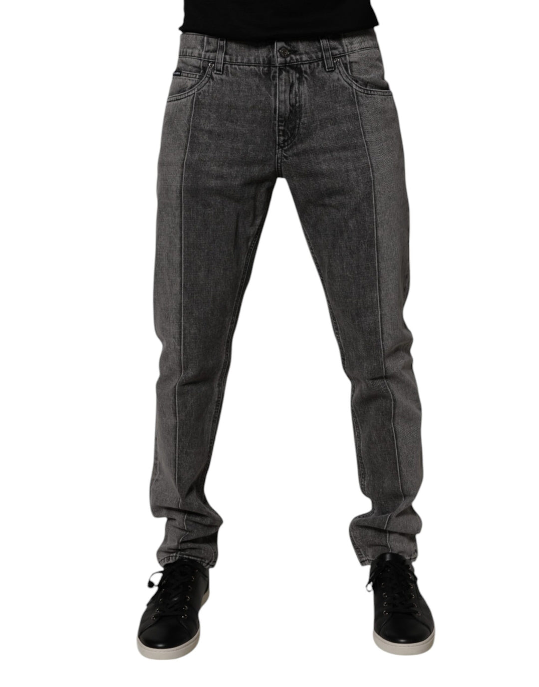 Two Tone Gray Cotton Denim Jeans