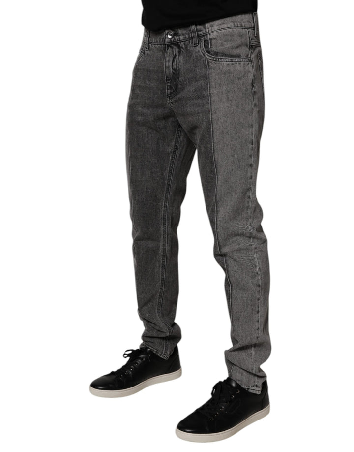 Two Tone Gray Cotton Denim Jeans