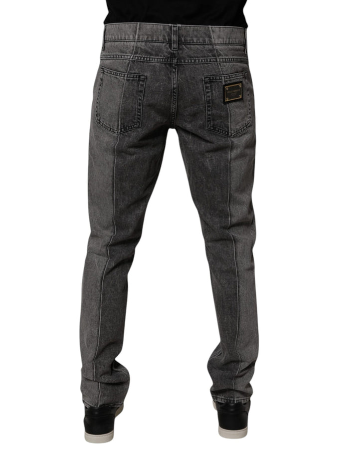 Two Tone Gray Cotton Denim Jeans