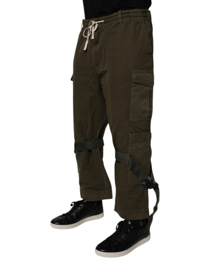 Brown Cotton Stretch Cargo Pants