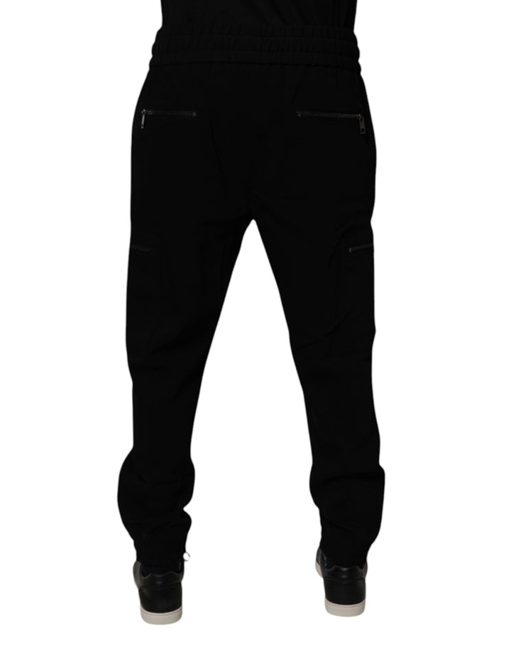 Black Wool Stretch Jogger Pants
