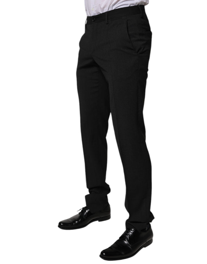 Black Polyester Tapered Formal Men Dress Pants