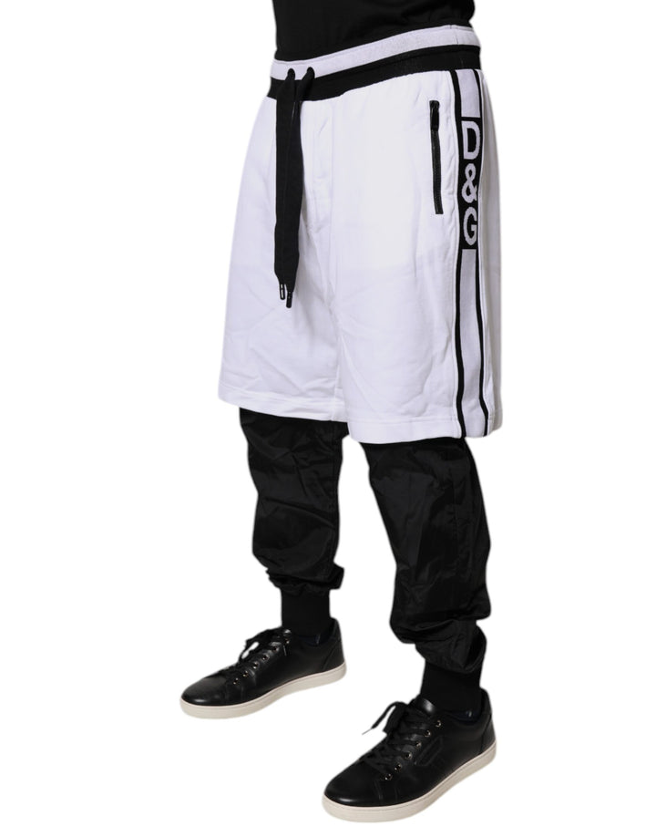 Black White Cotton Layered Sweatpants Pants