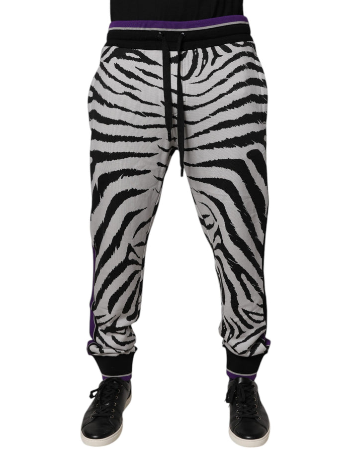 Black White Zebra Men Jogger Sweatpants Pants