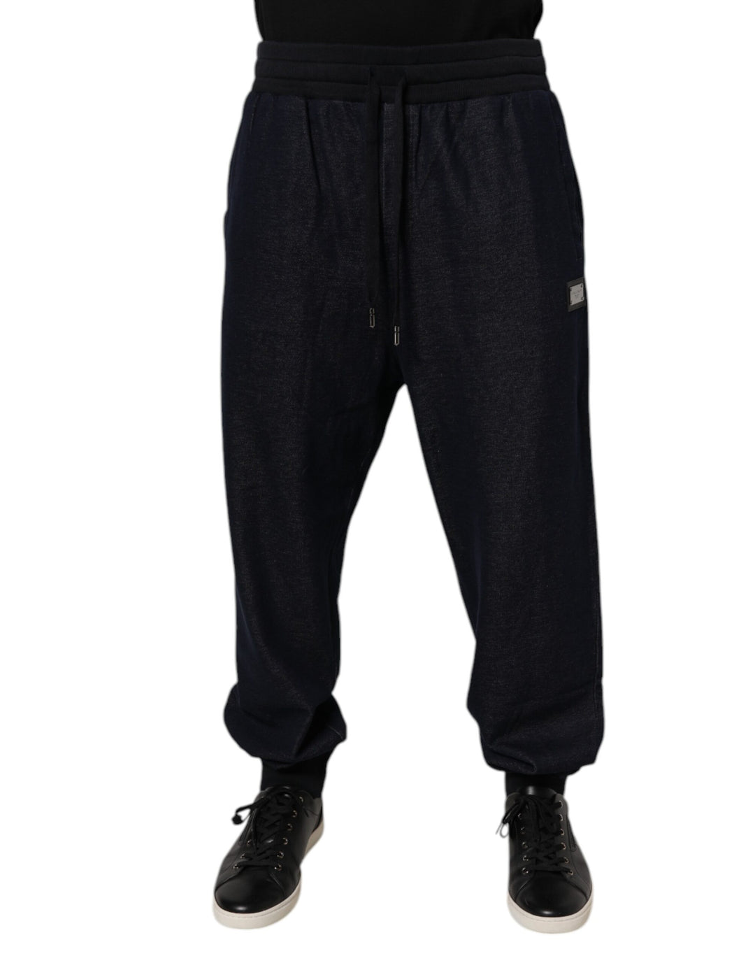 Black Jacquard Cotton Jogger Sweatpants Pants