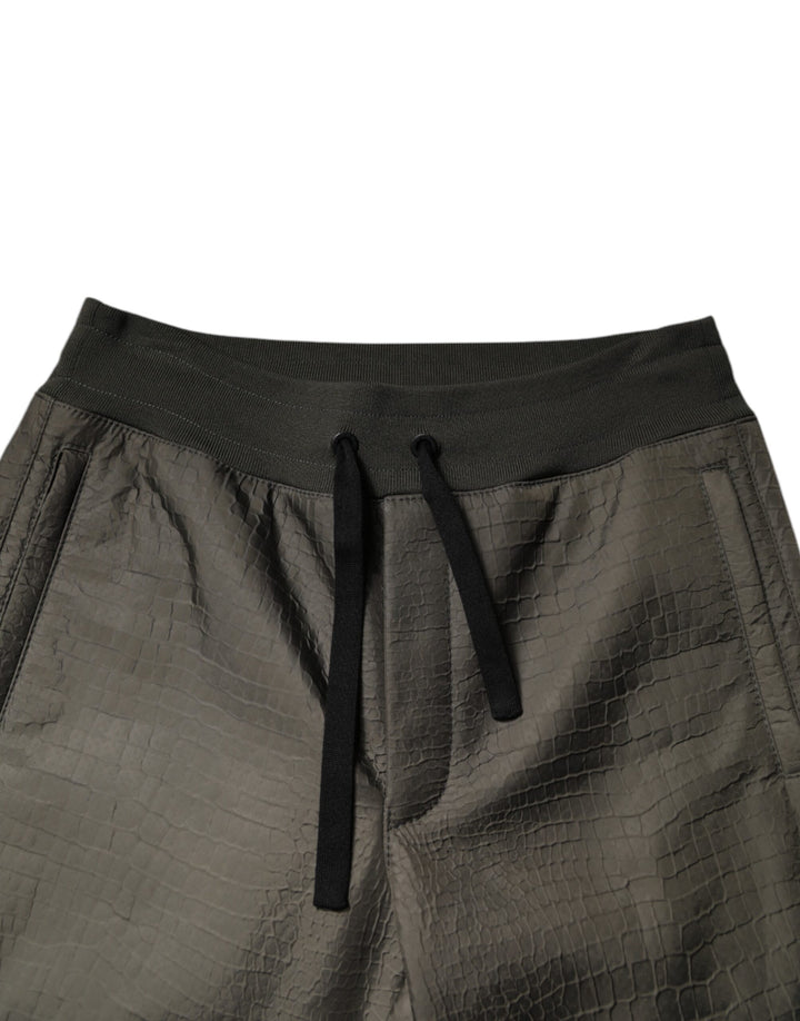 Brown Lambskin Leather Men Sweatpants Pants