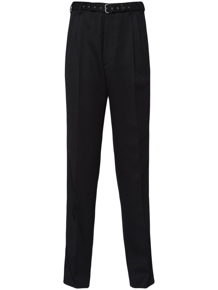 belted wool straight-leg trousers-0