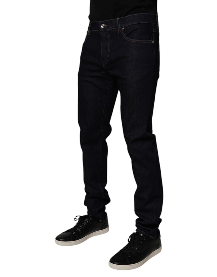 Black Cotton Stretch Men Skinny Denim Jeans
