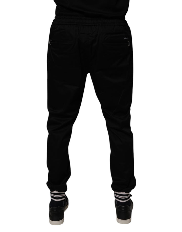 Black Cotton Stretch Jogger Sweatpants Pants