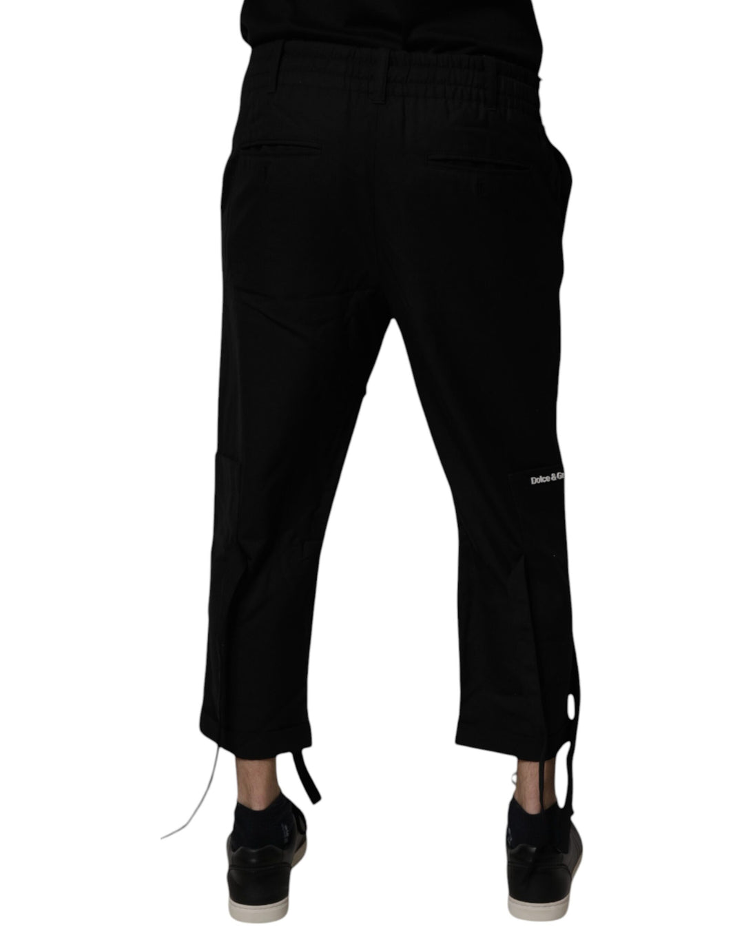 Black Polyester Men Cropped Pants
