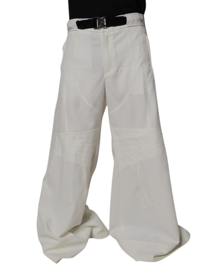 Dolce & Gabbana White Mid Waist Wide Leg Pants