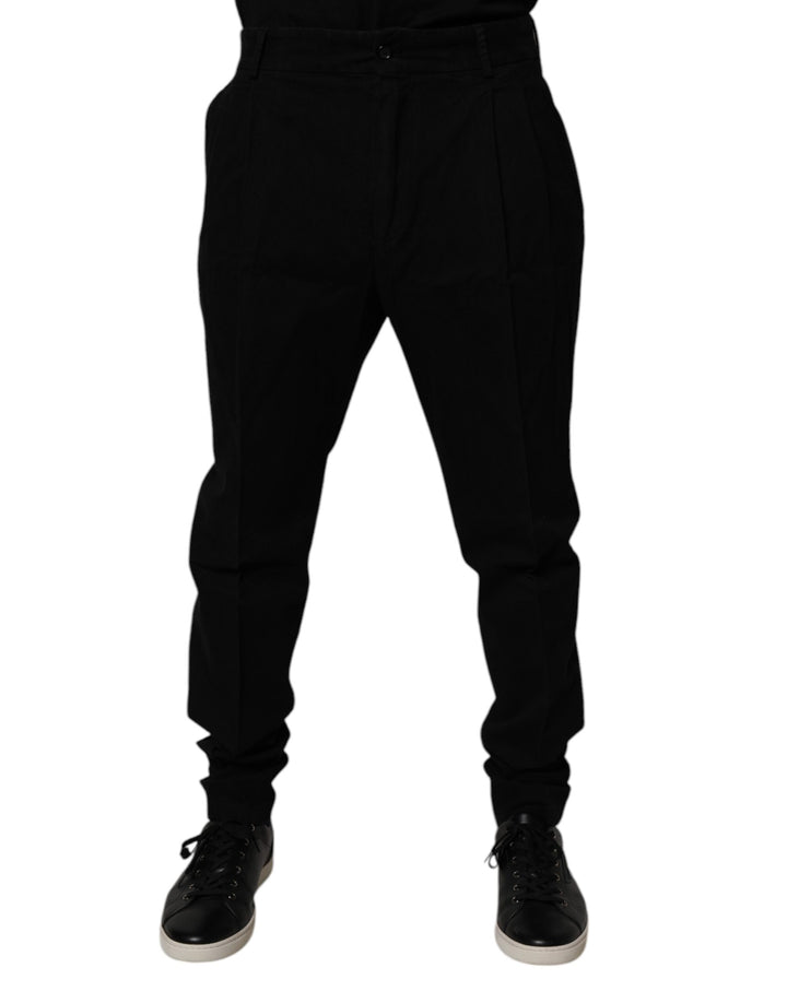 Black Cotton Stretch Skinny Pants