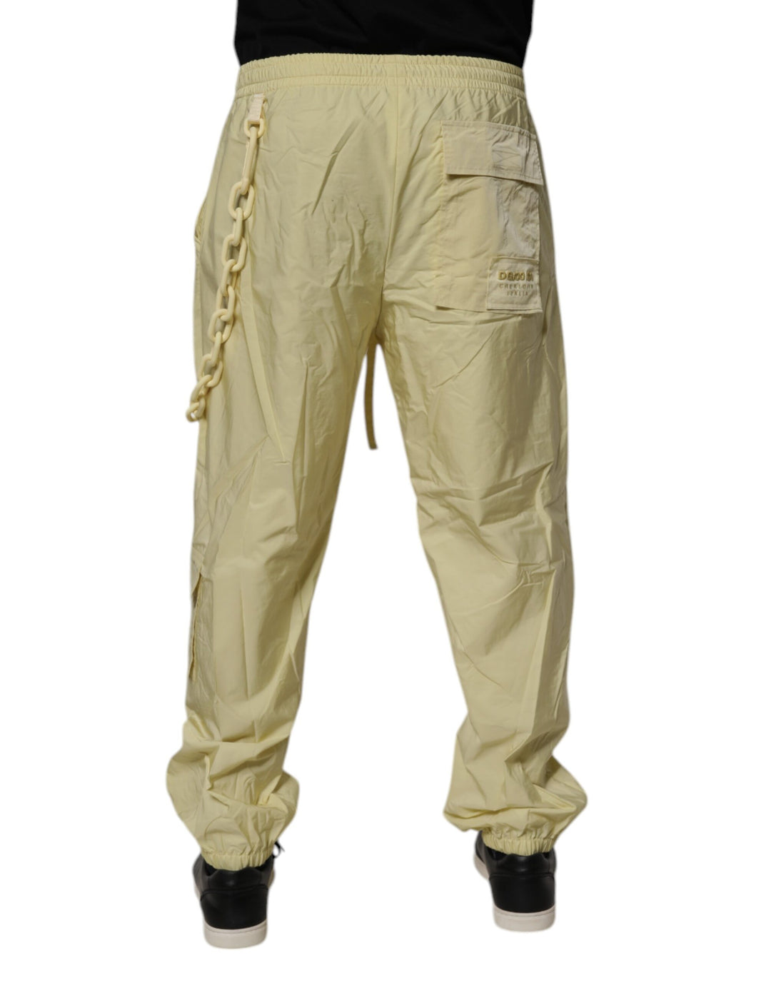 Yellow Nylon Cargo Chain Men Jogger Pants