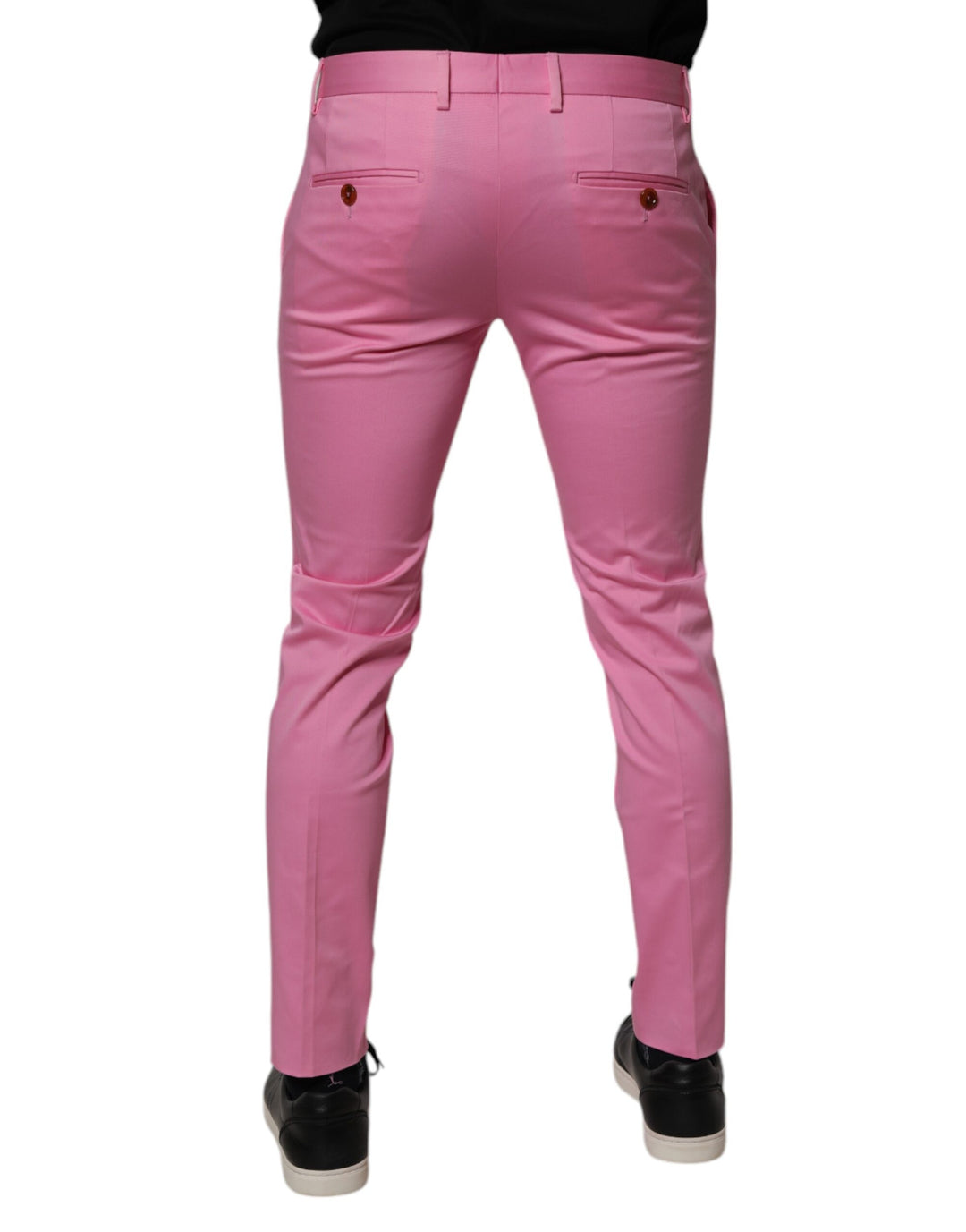 Pink Cotton Slim Fit Men Dress Formal Pants