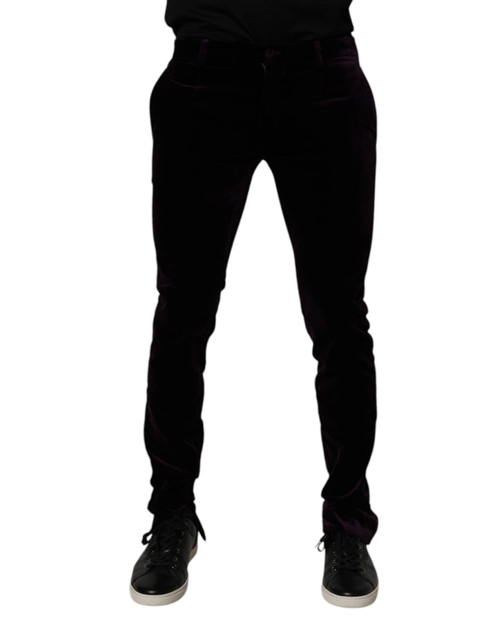 Violet Velvet Cotton Men Dress Formal Pants