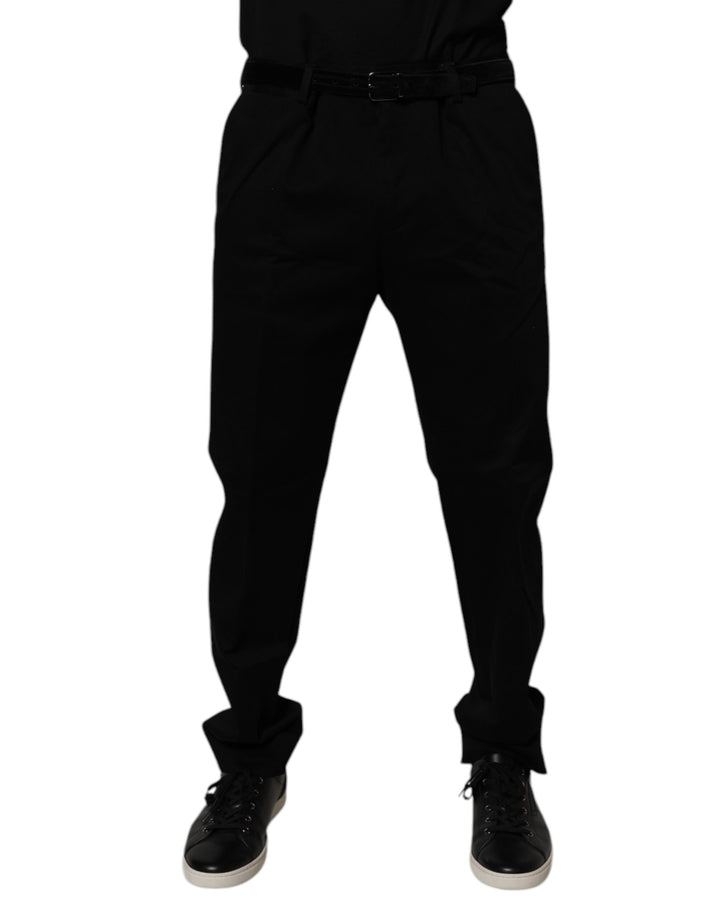 Black Cotton Men Skinny Dress Formal Pants
