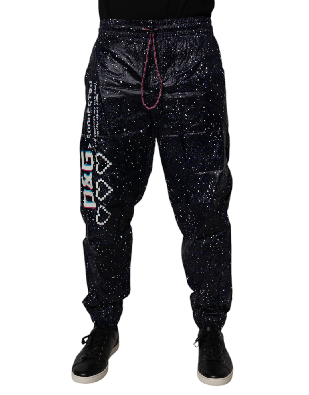 Dark Blue DG Game Print Cotton Jogger Pants