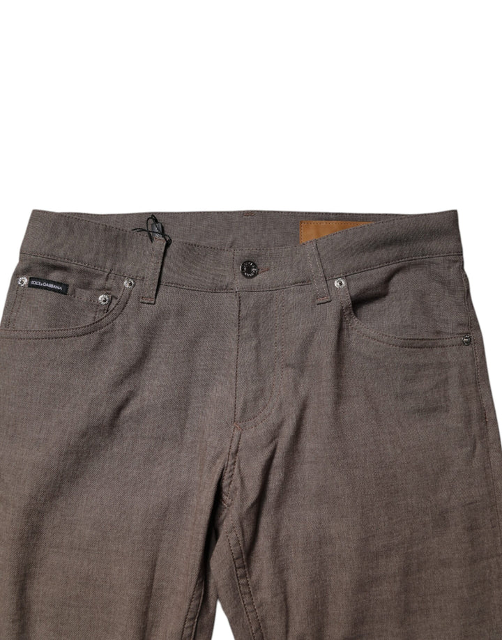 Brown Cotton Stretch Chino Pants