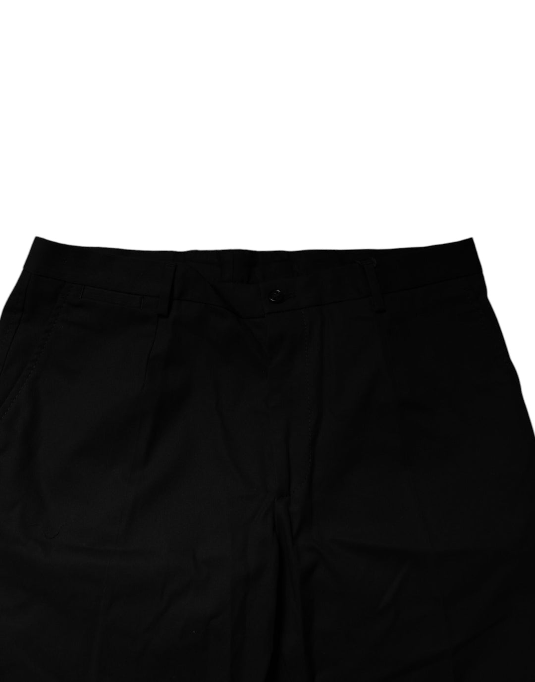 Black Cotton Stretch Mid Waist Bermuda Shorts