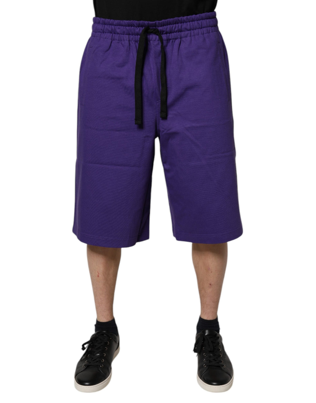 Purple Cotton Men Bermuda Sweatshorts Shorts