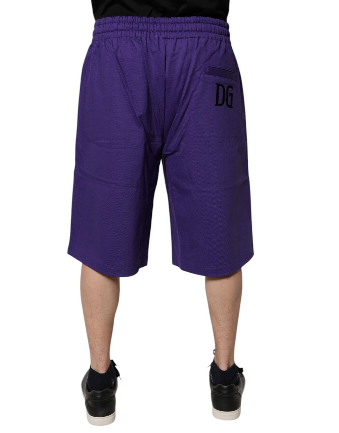 Purple Cotton Men Bermuda Sweatshorts Shorts