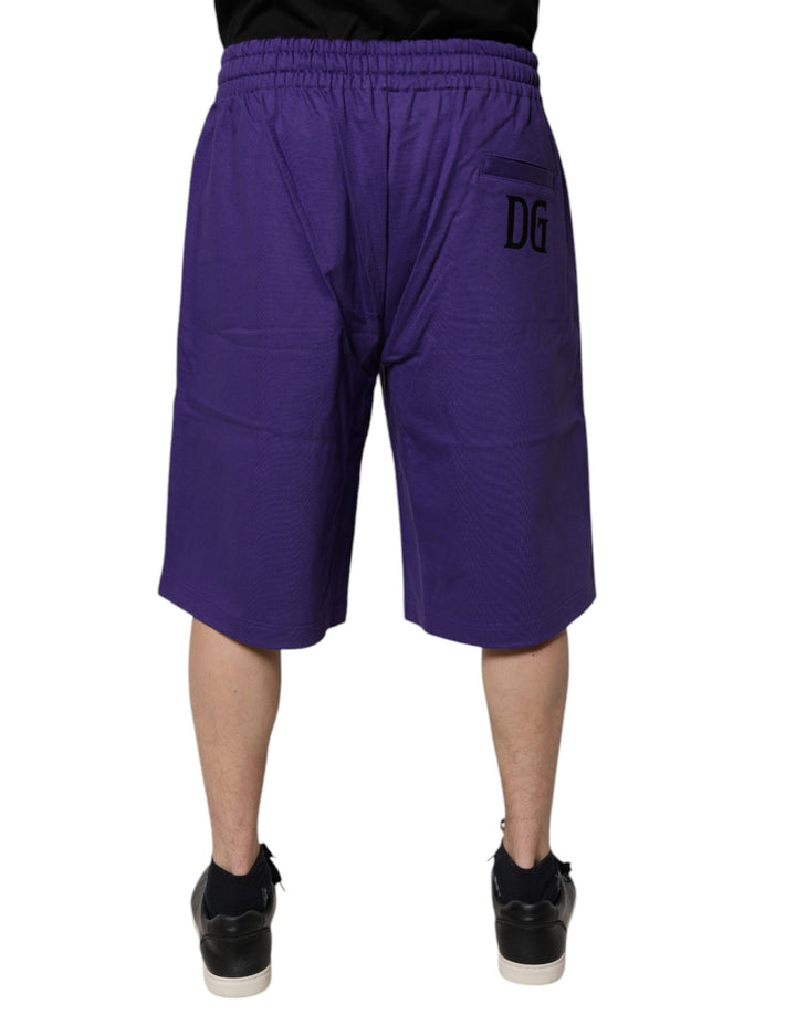 Purple Cotton Men Bermuda Sweatshorts Shorts