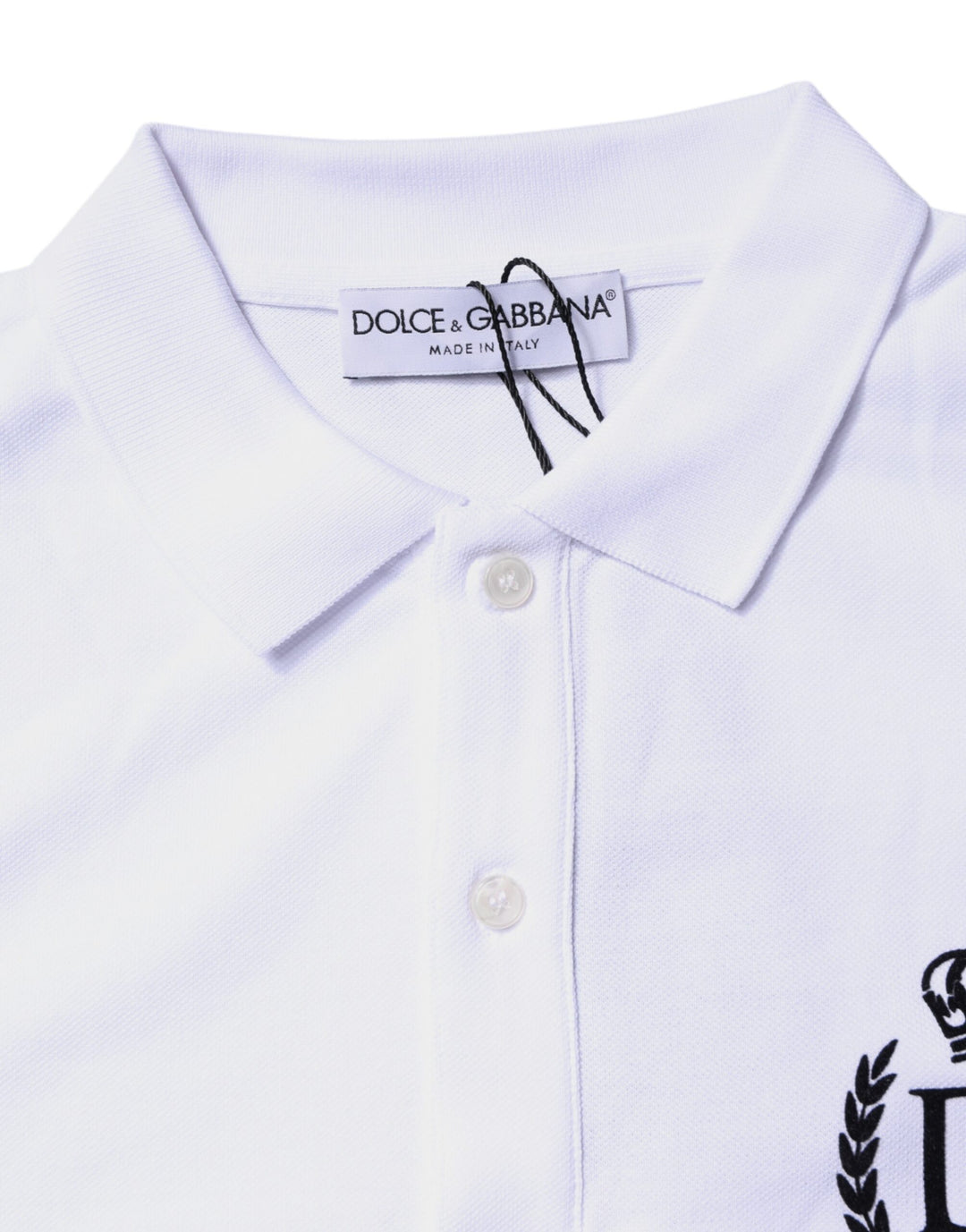 White Cotton Crown Collared Men Polo T-shirt