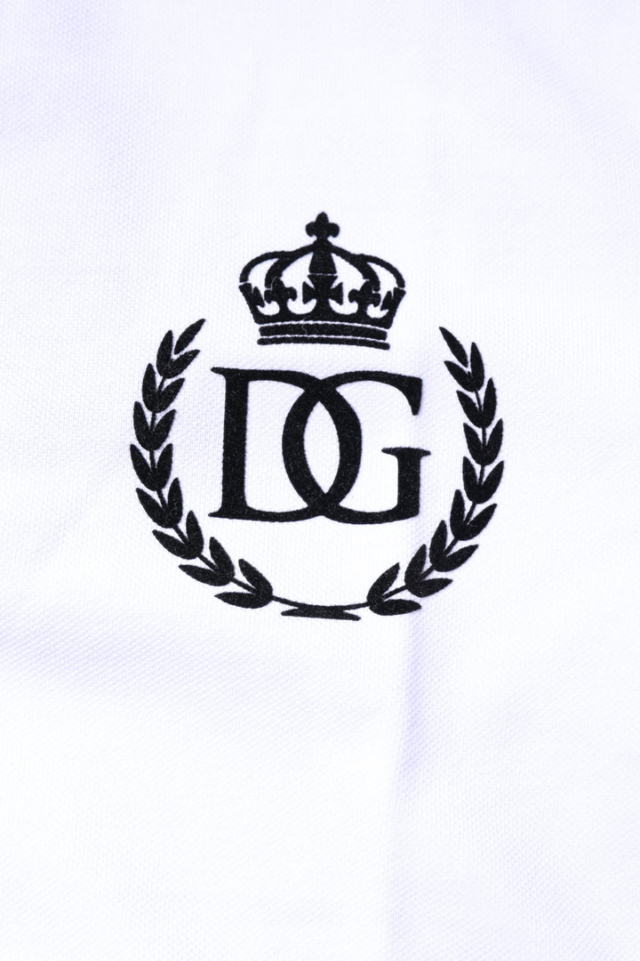 White Cotton Crown Collared Men Polo T-shirt