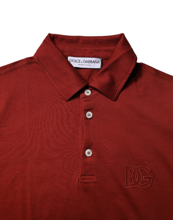 Red Cotton DG Logo Collared Men Polo T-shirt