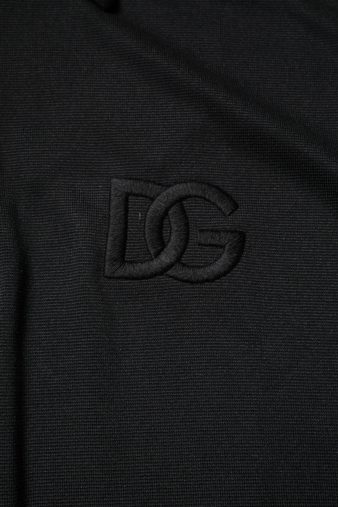 Black Polyester DG Logo Collared Polo T-shirt