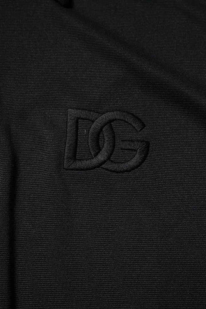 Black Polyester DG Logo Collared Polo T-shirt