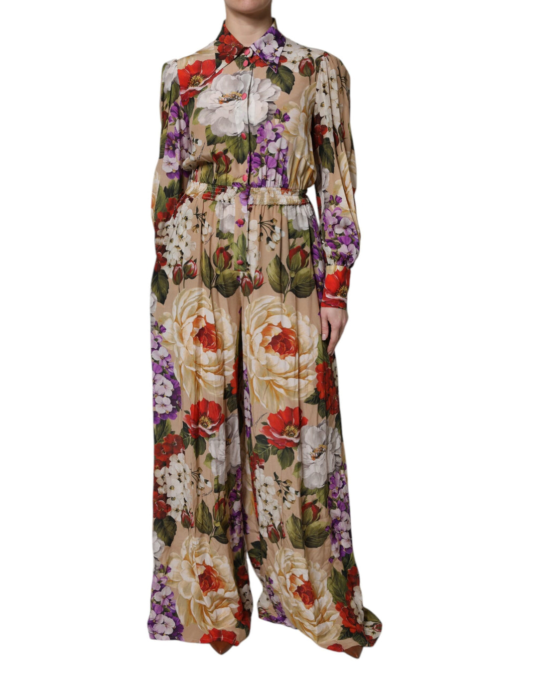 Multicolor Floral Wide Leg Jumpsuit Dress