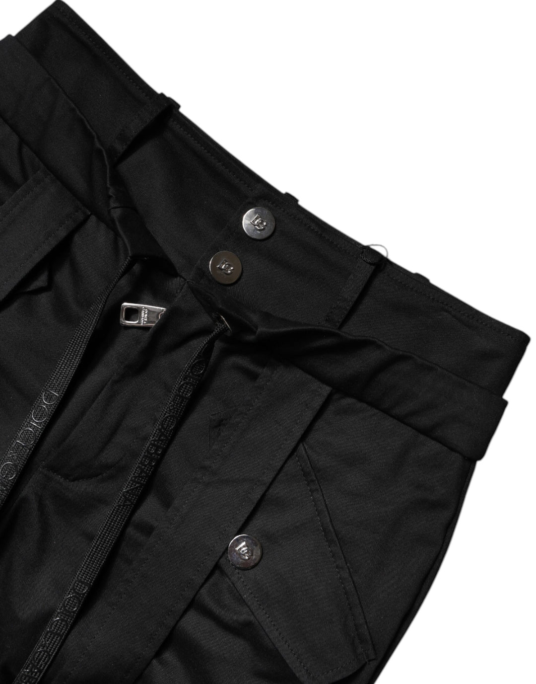 Black Cotton High Waist Cargo Pants