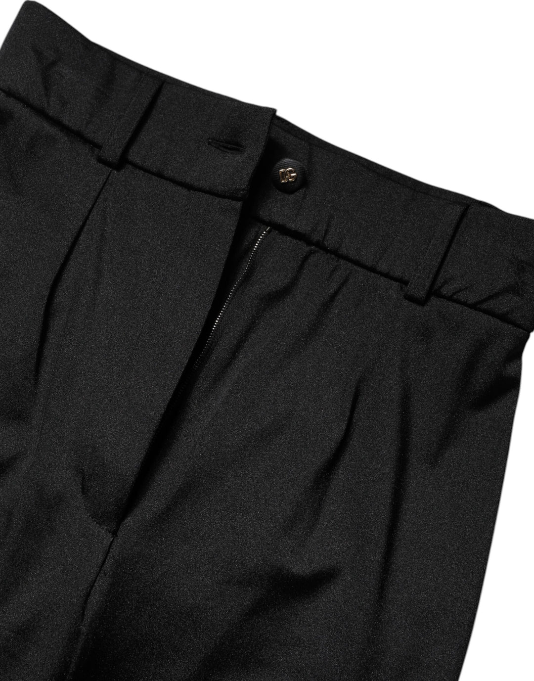 Black Nylon High Waist Slim Fit Pants