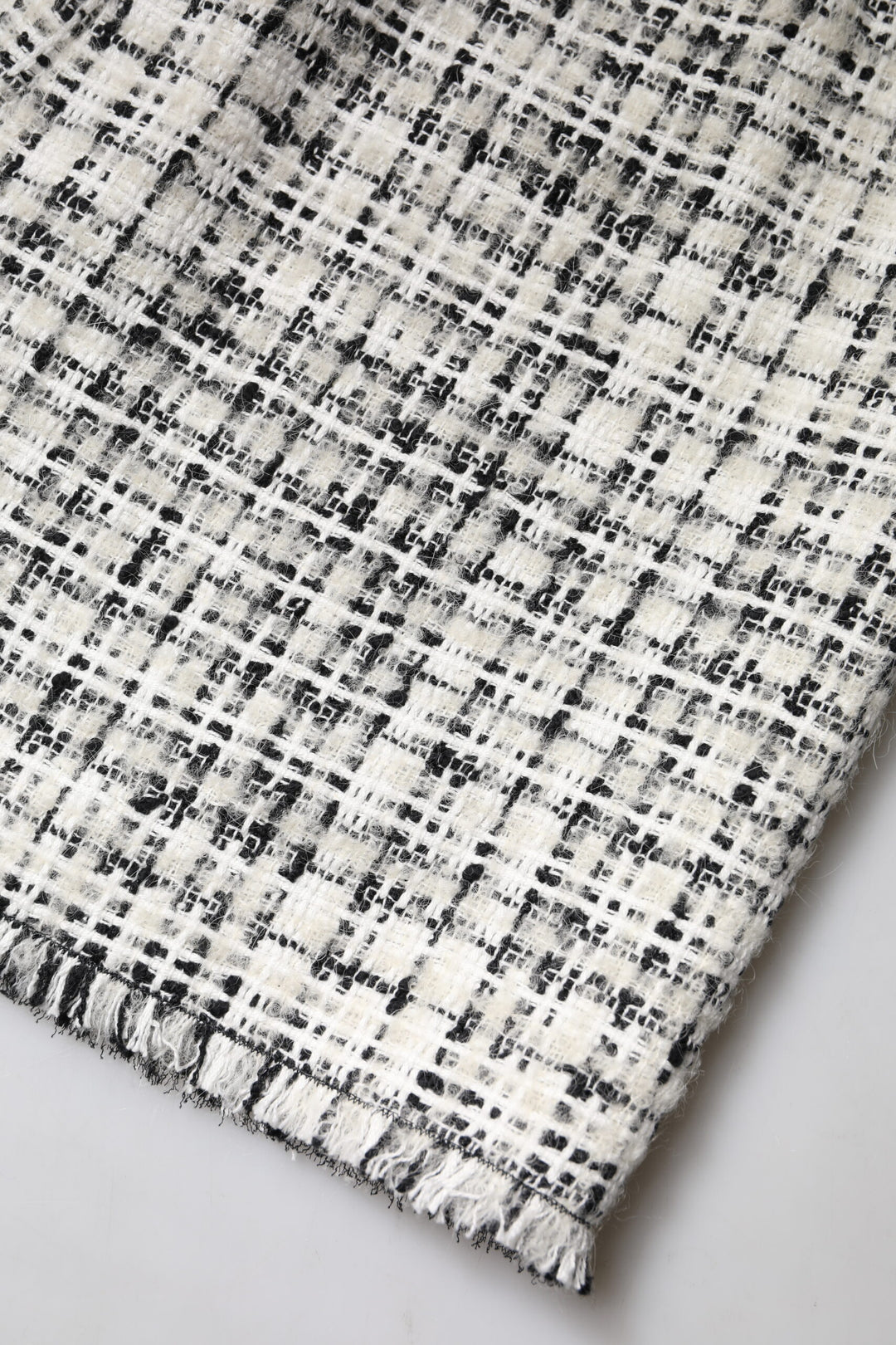 White Black High Waist Tartan Tweed Mini Skirt