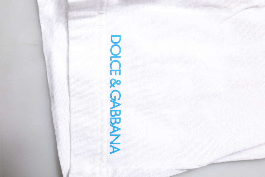 White Graphic Print Cotton Crew Neck T-shirt