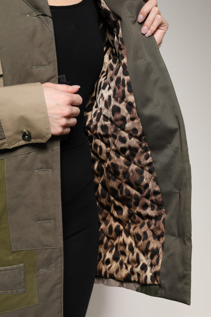 Military Green Cotton Button Down Jacket