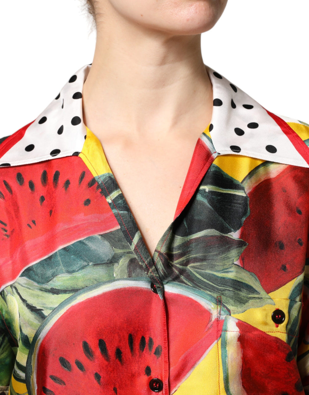 Multicolor Watermelon Collared Shirt Top