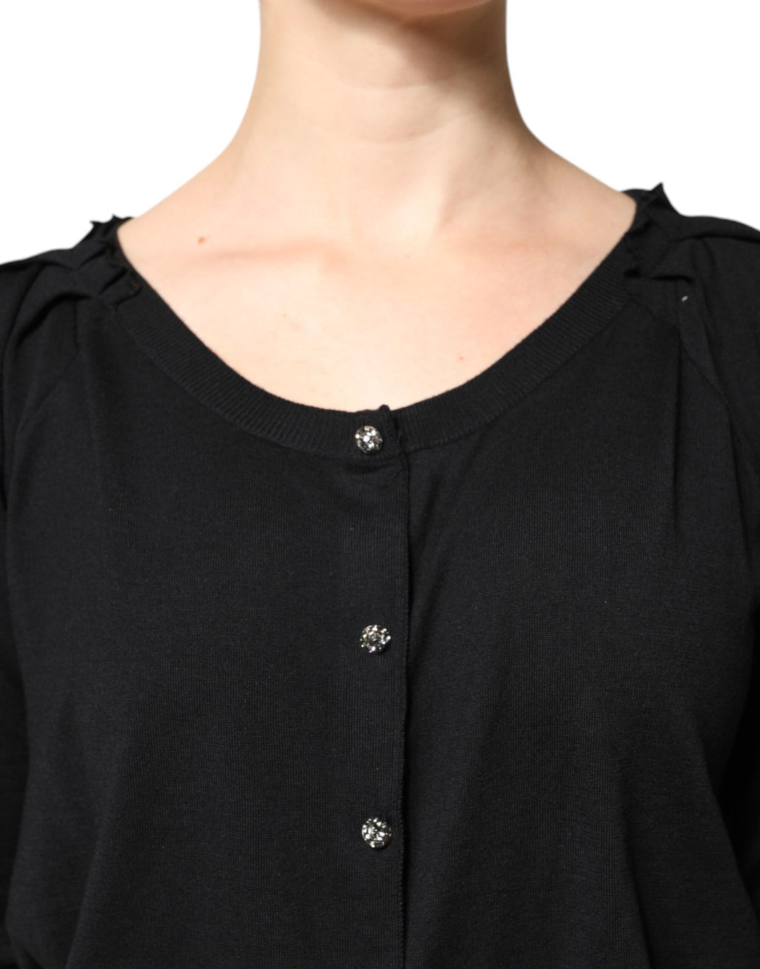 Black Button Down Short Sleeve Blouse Top