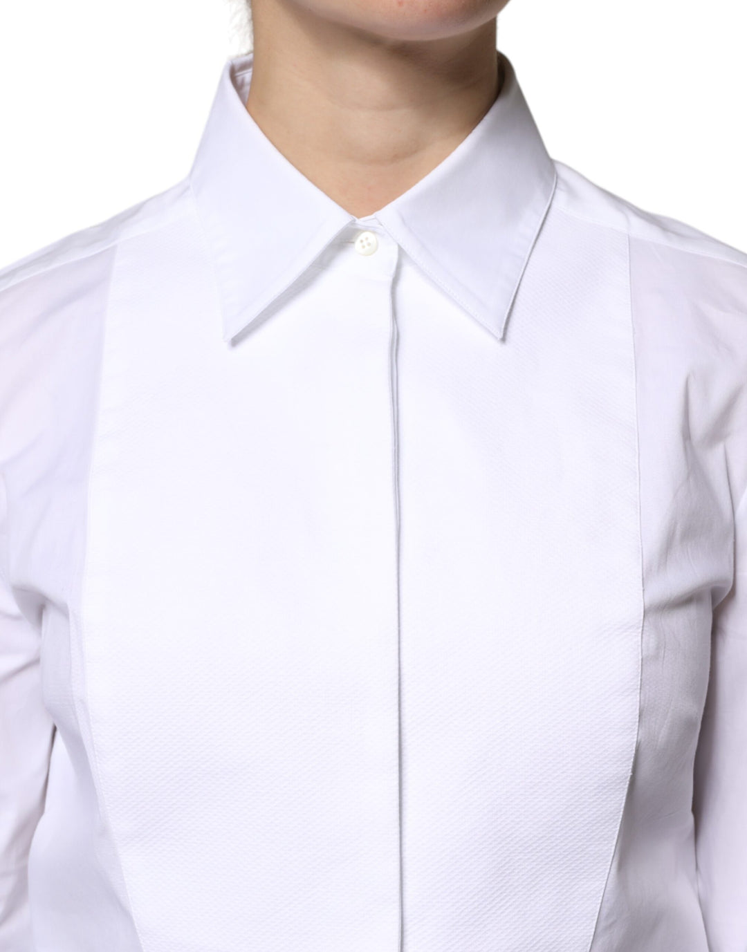 White Cotton Dress Collared Dress Shirt Top