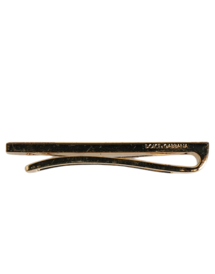 Gold Tone Brass Crystal Branded Accessory Tie Clip Bar