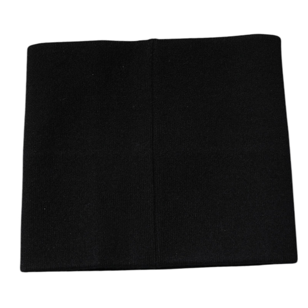 Black Cashmere Knitted Square Handkerchief Scarf